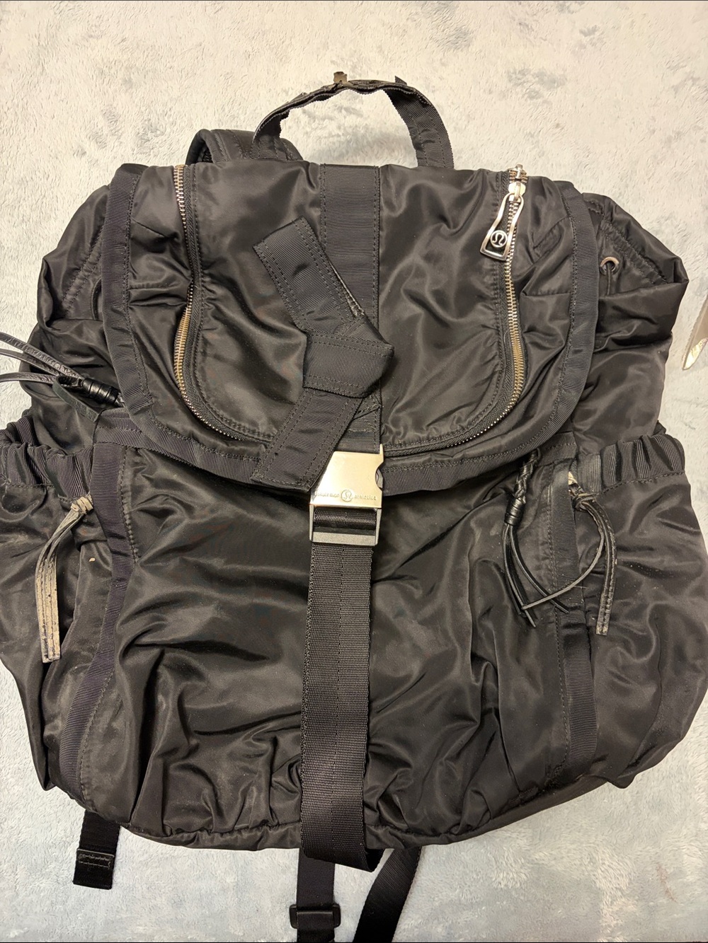 lululemon athletica Black Nylon Drawstring Backpack